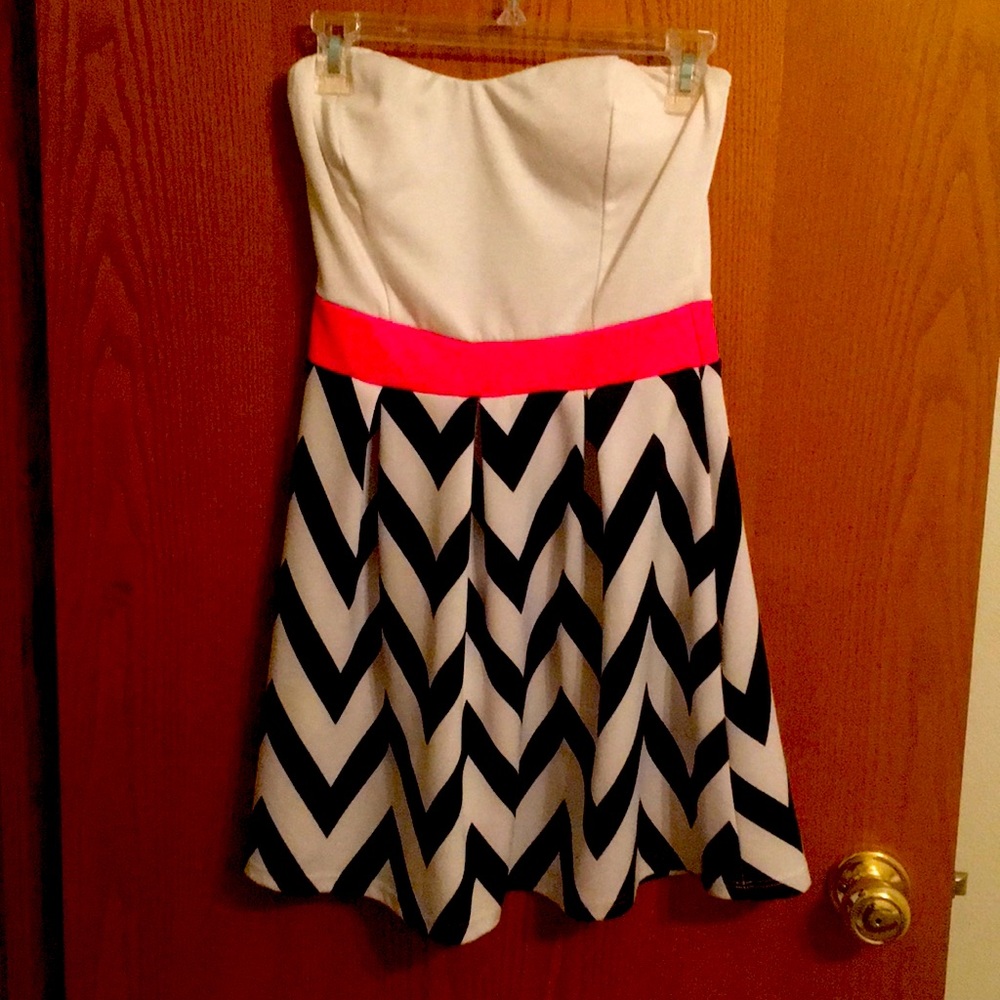 Pink Black and White Striped Maxi Dress